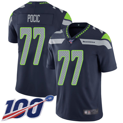 Seattle Seahawks Limited Navy Blue Men Ethan Pocic Home Jersey NFL Football #77 100th Season Vapor Untouchable